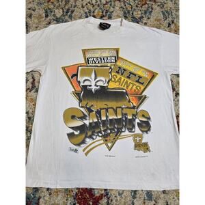 Vintage 90's 1994 New Orleans Saints Graphic T-Shirt Magic Johnson T's NFL Large
